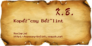 Kopácsy Bálint névjegykártya